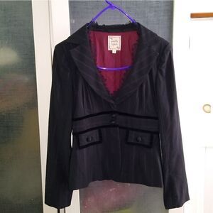Nanette Lepore Sz 2 jacket black stripes, lace n velvet